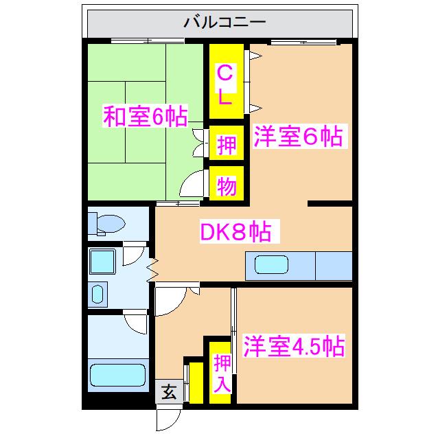 共栄コーポ(3DK/4階)の間取り写真