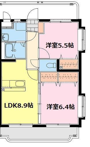 エアフォルク II(2LDK/3階)の間取り写真