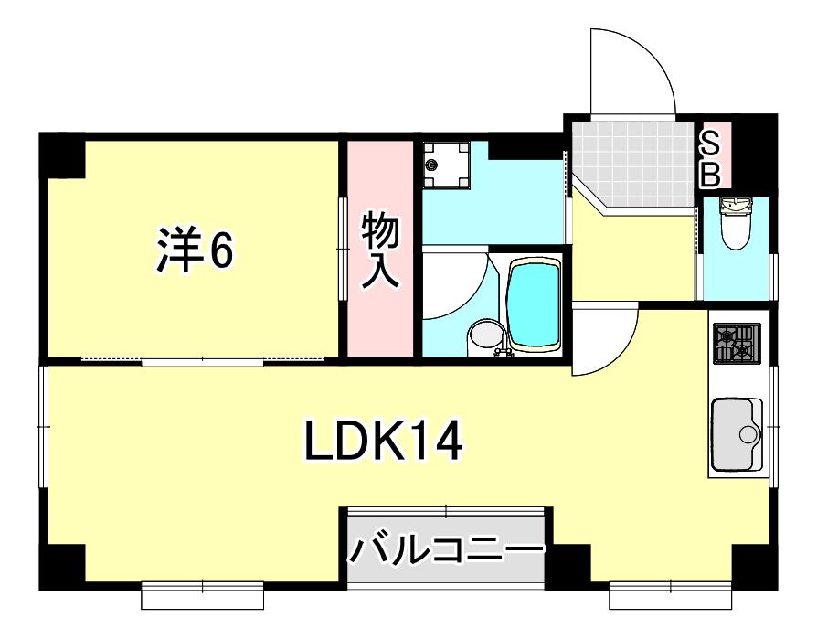 芦屋ニューコーポII番館(1LDK/2階)の間取り写真