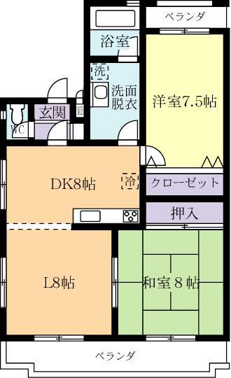 つくばエクスプレス つくば駅 バス乗車時間:15分 最寄りバス停で下車 徒歩10分 3階建 築26年(2LDK/1階)の間取り写真