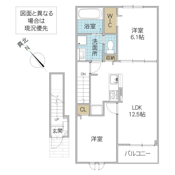 シャンドフルール(2LDK/2階)の間取り写真