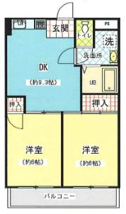 ニューライフ赤塚マンション(2LDK/4階)の間取り写真