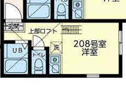 ユナイト石川町ぺルファボーレ(ワンルーム/2階)の間取り写真