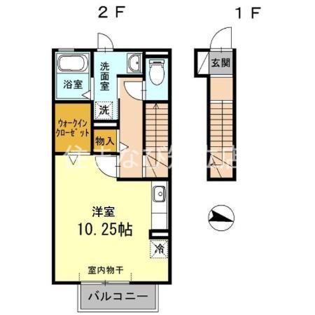 ヴィラ小山 A(ワンルーム/2階)の間取り写真