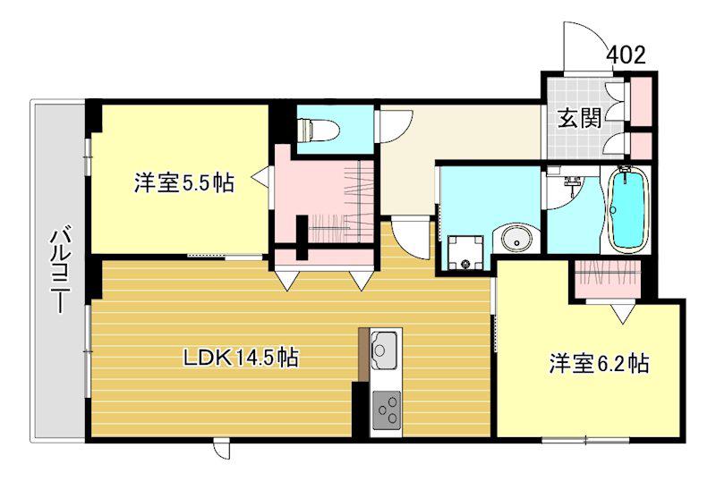 ヴィラ ヨシダ(2LDK/1階)の間取り写真