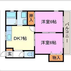 ヒラリーハイツ(2DK/2階)の間取り写真