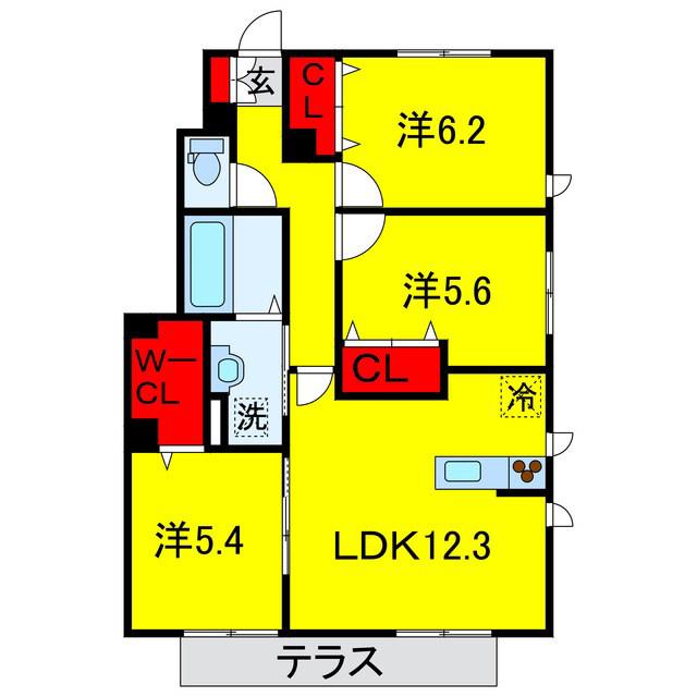 月うさぎ 参(3LDK/1階)の間取り写真