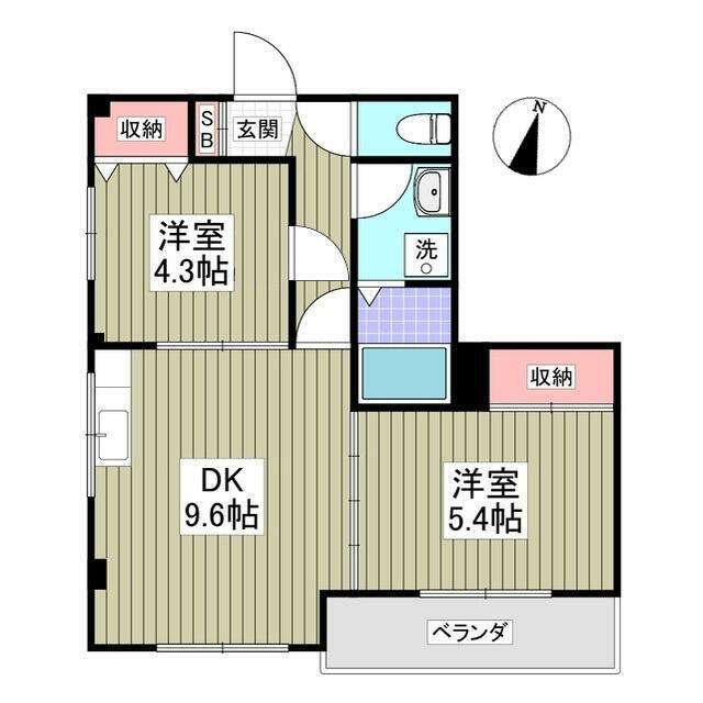 シーサイドハイムカトウI(2LDK/1階)の間取り写真