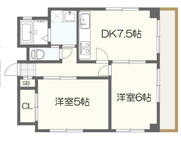サンライズシティ(2DK/3階)の間取り写真