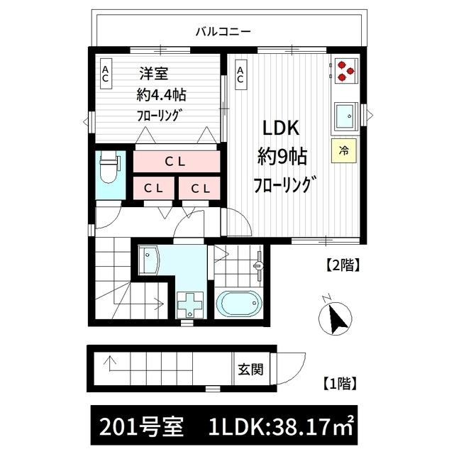 OKUROJI 118(1LDK/2階)の間取り写真