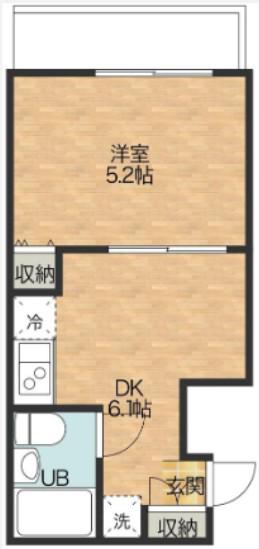 シャトール中青木(1DK/1階)の間取り写真