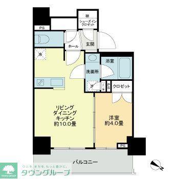 ライオンズ千代田岩本町ミレス-KDA(1LDK/12階)の間取り写真