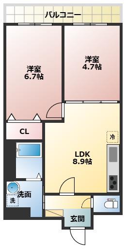 リアライズ今里南(2LDK/10階)の間取り写真