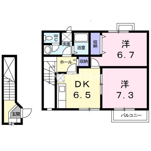 アヴァンガーデンV(2DK/2階)の間取り写真