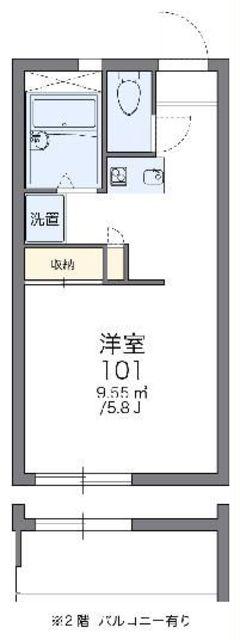 レオパレス新町B(1K/1階)の間取り写真