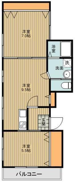 OAK HEIGHTS KAWAGOE(2LDK/4階)の間取り写真