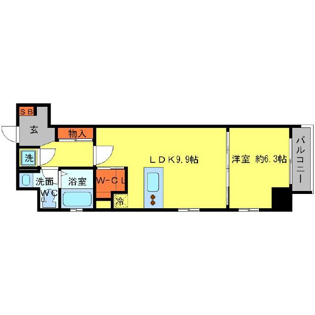アーデン京町堀イースト(1LDK/5階)の間取り写真