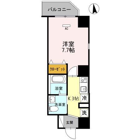 プランドール梅田(1K/6階)の間取り写真