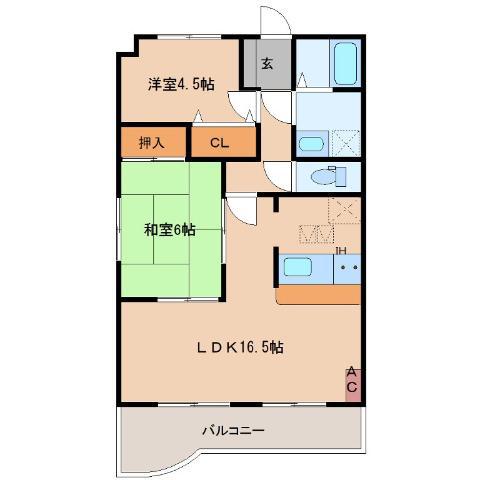 ルネスアクトI(2LDK/1階)の間取り写真