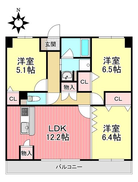グランドソレイユ(3LDK/3階)の間取り写真