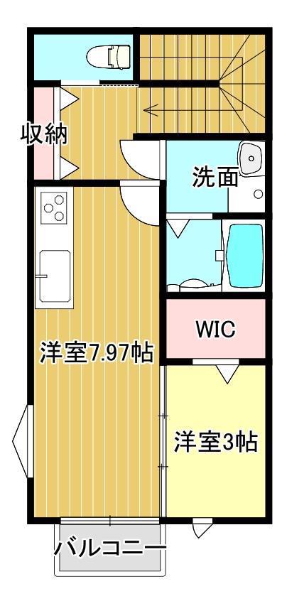 リュクス MKK(1LDK/2階)の間取り写真