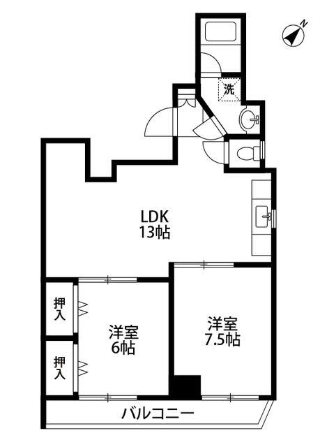 サンファスト中馬込(2LDK/8階)の間取り写真