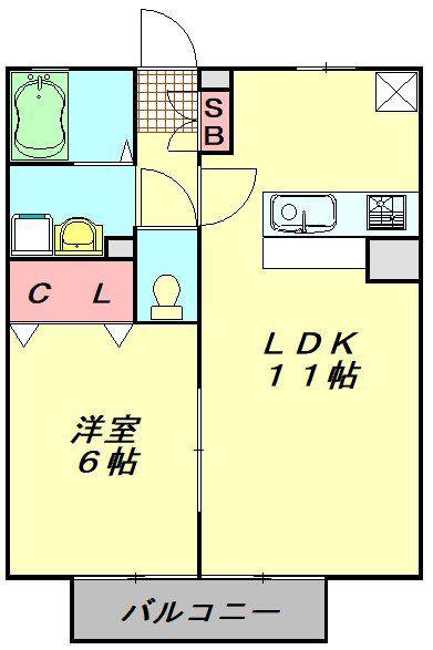 パルテールⅡ(1LDK/1階)の間取り写真