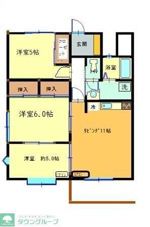 マンションカトレア(3LDK/2階)の間取り写真