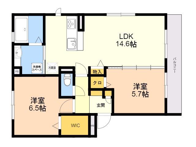 D-ROOMS・KB棟(2LDK/3階)の間取り写真