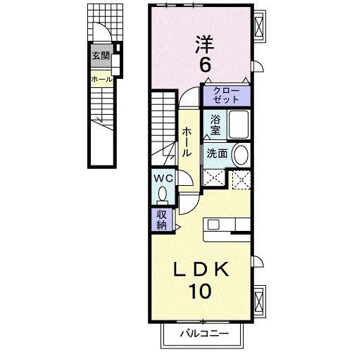 CASARIVIERA(1LDK/2階)の間取り写真