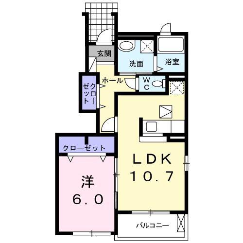 リシアンサス(1LDK/1階)の間取り写真