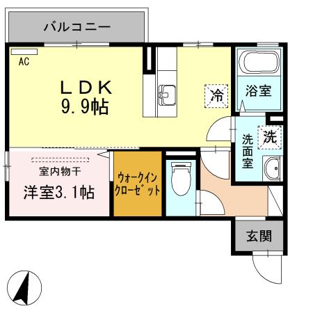 メゾン・ド・レーヴ(1LDK/3階)の間取り写真