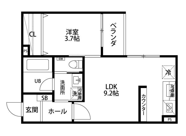 ベレーザ南万代(1LDK/3階)の間取り写真