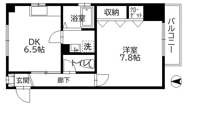 エアフォルク(1DK/3階)の間取り写真