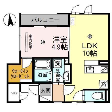 ルリエ江坂(1LDK/3階)の間取り写真