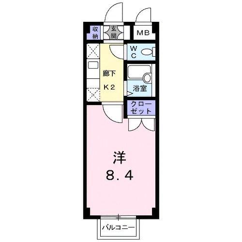 エスポワールB(1K/1階)の間取り写真