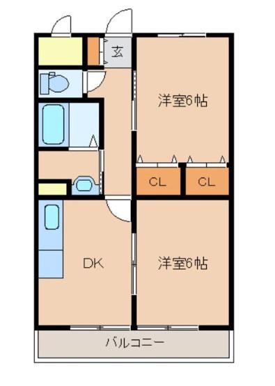 サンリッチあけぼのII(2DK/1階)の間取り写真