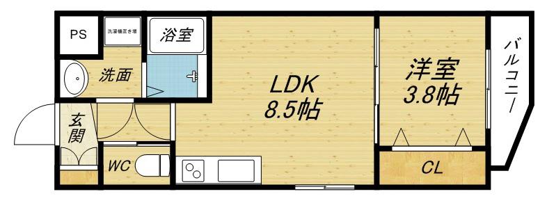 J COURT吹田(1LDK/1階)の間取り写真