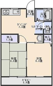 アトラス元町(2DK/2階)の間取り写真