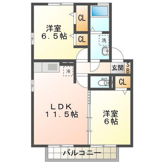 オエステ バージェ(2LDK/2階)の間取り写真