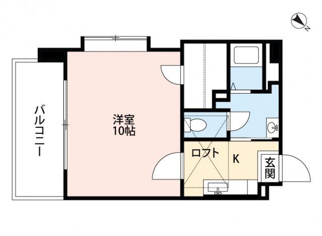 ロアール古市(1K/9階)の間取り写真