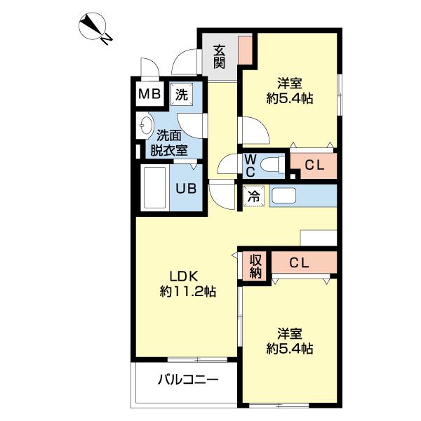 セカンドステージZERO(2LDK/3階)の間取り写真