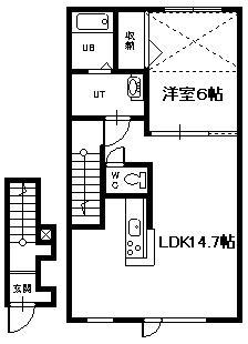 JR函館本線 旭川駅 徒歩40分 2階建 築6年(1LDK/2階)の間取り写真