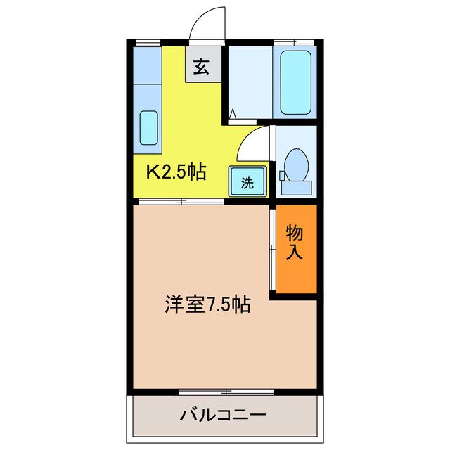 コーポサザンクロス(1K/2階)の間取り写真
