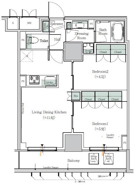 ONE ROOF RESIDENCE NISHI NIPPORI(2LDK/2階)の間取り写真