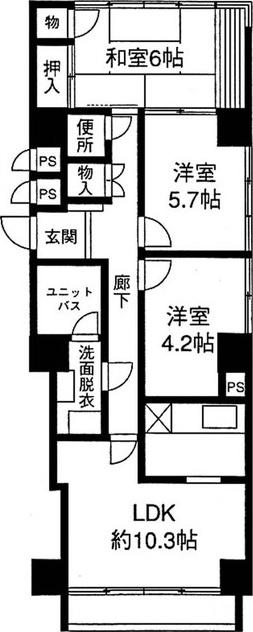 グランドール武戸野(3LDK/6階)の間取り写真