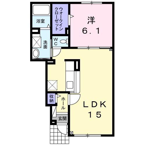 HASUKAPPU(1LDK/1階)の間取り写真