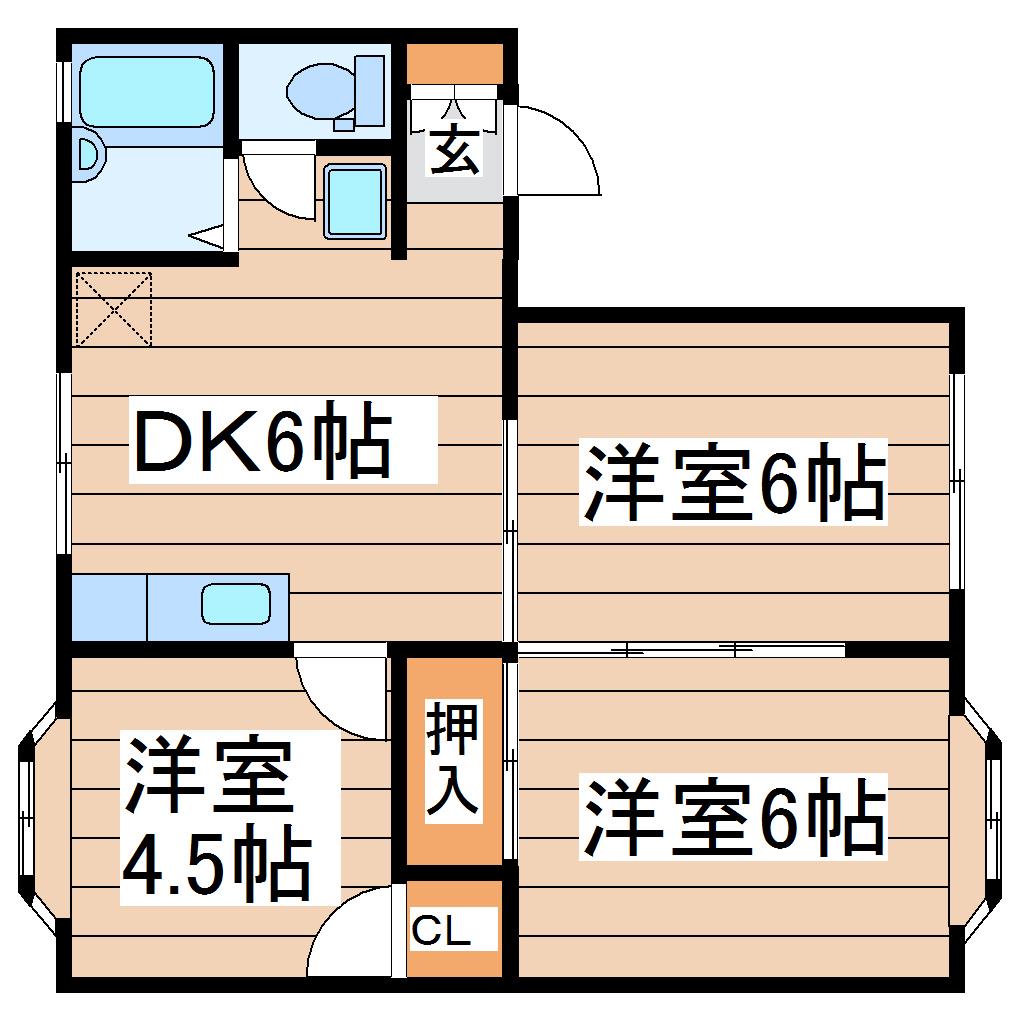 エスボアCITY2(3DK/1階)の間取り写真
