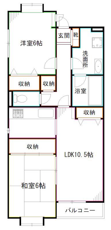 エクセレント中野(2LDK/2階)の間取り写真