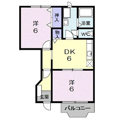 プリムセーリオ(2DK/1階)の間取り写真